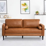 Naomi Home Marisa Top Grain Genuine Leather Sofa - Revel in Exquisite Leather Opulence - Unparalleled Luxury Mid-Century Leather Sofa - Embodiment of Cozy Lounging and Contemporary Design, Tan