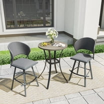 Vicllax Outdoor Patio Bar Set Bistro Set Metal Modern Style for Garden 27.6"Lx27.6"Wx37.4"H (3 Pcs)