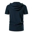 thumbnail image 2 of Nnhblu Men Cotton Linen Short Sleeve V-Neck Casual Mens T Shirt Navy XXL, 2 of 6