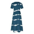 thumbnail image 4 of Penkiiy Women's Summer Striped Print Casual Short Sleeve Crewneck Basic Swing T Shirt Dress Flowy Beach Vacation Sundress S Light Blue, 4 of 4