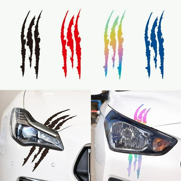 1/2 Pcs Auto Car Sticker 40Cmx12Cm Car Accessories Reflective Monster Claw Scratch Stripe Marks Headlight Decal Car StickersRainbow color1 pcs He Qiyong unisex