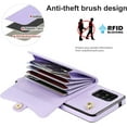 thumbnail image 4 of REQO Phone Case for Samsung Galaxy A51 5G/A 51 5G UW Verizon Wallet Cover with RFID Blocking Credit Card Holder Wrist Crossbody Strap Lanyard Stand Leather Cell Accessories 51A G5 S51 Women Purple, 4 of 6