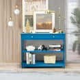 thumbnail image 5 of CRXX 3-Tier Console Table with Drawers, Narrow Entryway Table w/Storage Shelves, X-Design Sofa Side Tables for Hallway, Modern Entry Tables for Foyer Living Room Bedroom (Navy), 5 of 10