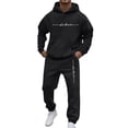 thumbnail image 3 of Men Sweatsuits Sets 2 Piece Fleece Lined Long Sleeve Drawstring Hoodie and Sweatpants Outfits with Pockets Solid Color Sweatsuit Outfits 2026 Fall Athletic Workout Jogging Soft Sportsuits,Black 2XL, 3 of 6