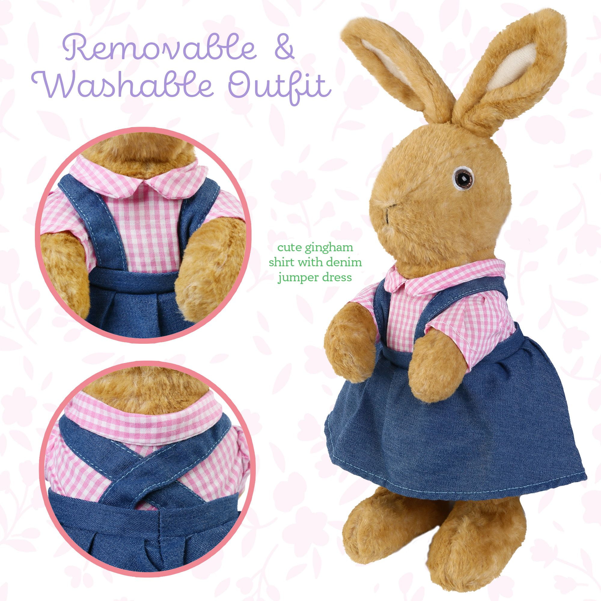 LotFancy Bunny Stuffed Animal, 12" Peter Rabbit Plush Toy for Home Decor, Easter Gift for Kids, Boys