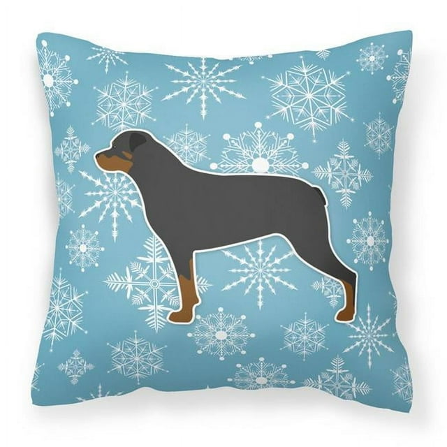 Carolines Treasures BB3566PW1414 Winter Snowflake Rottweiler Fabric Decorative Pillow