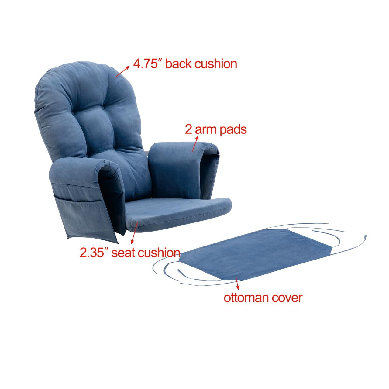 Willow Replacement Cushions for Glider Rocking Chair Blue Walmart