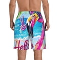thumbnail image 3 of Kdxio Tropical Flamingo Summer Pattern Mens Casual Shorts - Drawstring Summer Beach Sports Shorts for Men, 3 of 5