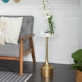 thumbnail image 3 of DecMode 13" x 25" Gold Metal Accent Table with White Marble Top, 1-Piece, 3 of 13