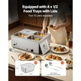 thumbnail image 3 of VEVOR Commercial Food Warmer, 1500W Electric Stainless Steel Steam Food Warmer with Lid, 4-Pan Fast Heating Countertop Buffet Bain Marie with Soup & Perforated Ladles, for Catering, Restaurant, Party, 3 of 9