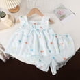 thumbnail image 2 of Girl Two Piece Set Summer thin Comfortable And Breathable Suspender Cartoon Floral Printed Shorts Outfit, 2 of 4