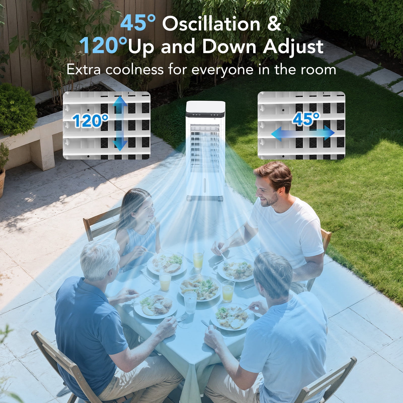 Windowless Portable Air Conditioner, 3-IN-1 Portable AC, Remote, 12H Timer &1.16Gal Tank, 45° Oscillation, 3 Modes & Speeds, Fast Cooling Quiet Ventless Swamp Cooler for Home Office, Ivory
