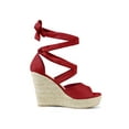 thumbnail image 6 of DARING DIVA Women's Lace Up Espadrilles Platform Wedges Sandals Red 8.5, 6 of 7
