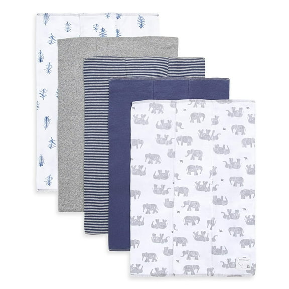 Set of 5 Wandering Elephants Burp Cloths - Heather Grey - One Size