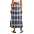 thumbnail image 6 of Plaid Print Maxi Skirt for Women, Drawstring Elastic Waist Long Skirt with Pockets, Casual Side Slit A-Line Slacks, Checkered Bottoms, 6 of 6