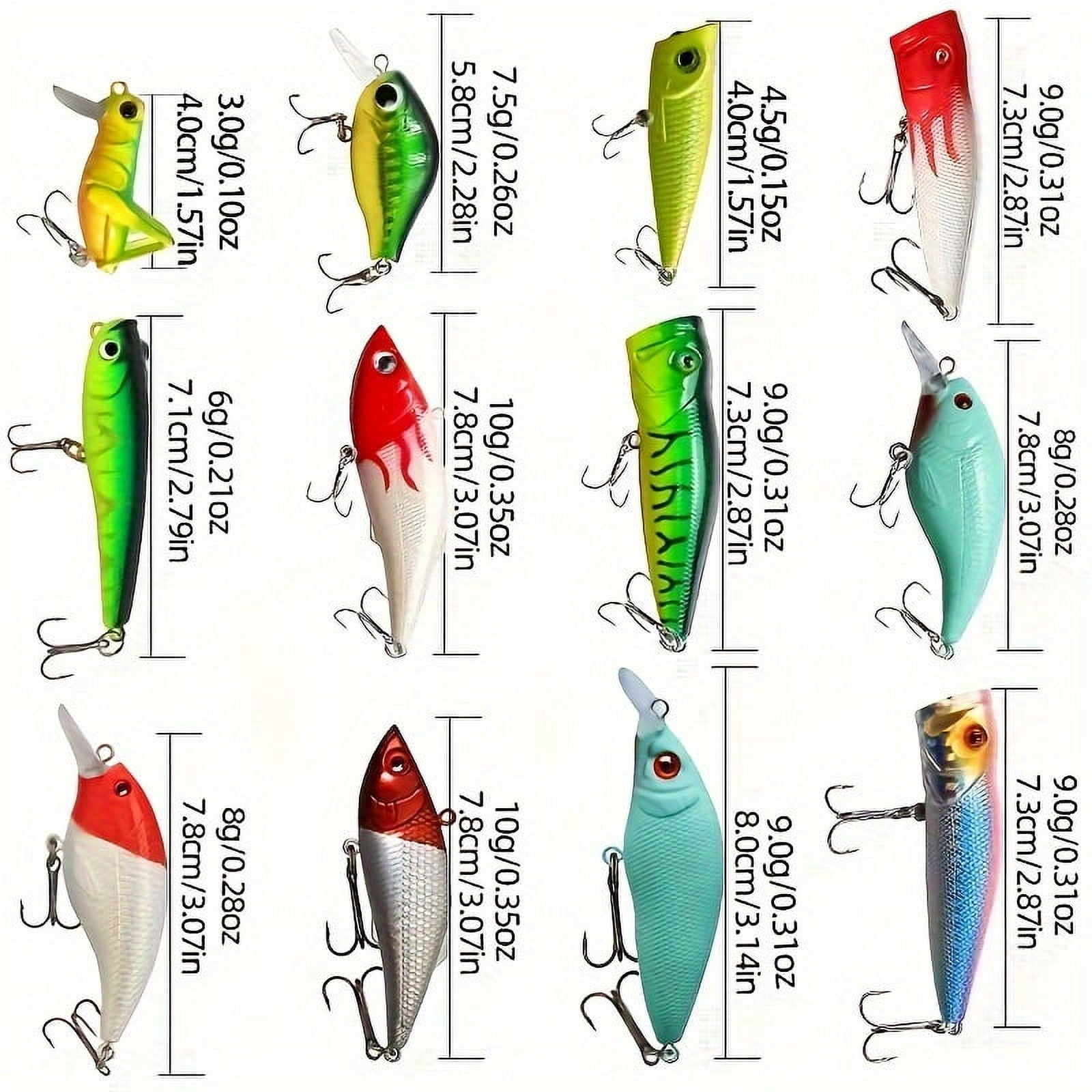 Fishing Lure Tackle Kit with Box, Including Minnow, Spoon Lures, Soft Lures Bait, Forg Soft Bait, Soft Worms Bait, Rigs Jig Head