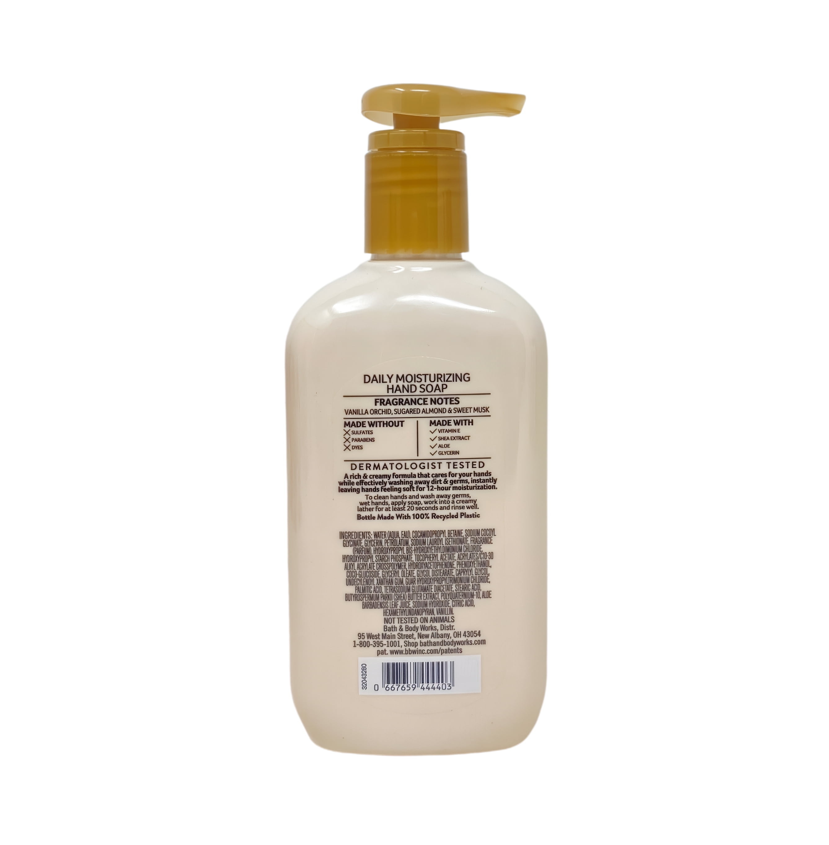 Bath & Body Works Cozy Vanilla Almond 3 Daily Moisturizing Hand Soaps with a Peach Gardenia Mini Soap