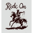 thumbnail image 2 of Cowboy "Ride On" Women's Vivid White Crew Neck Short Sleeve Top-Medium, 2 of 6