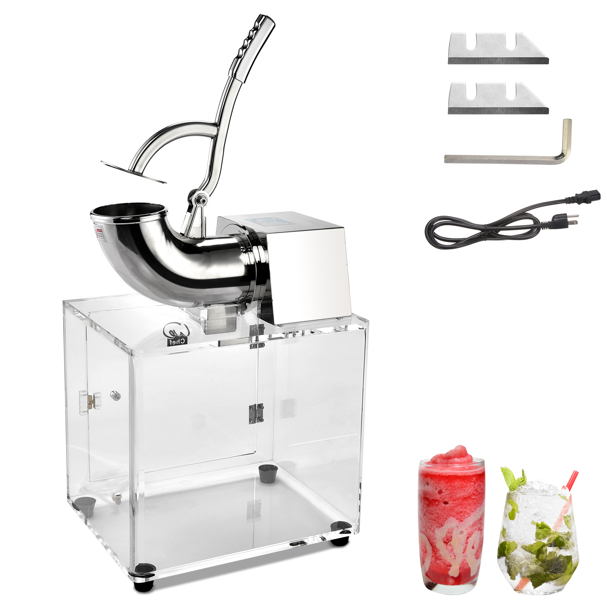 Wechef Electric Snow Cone Machine Ice Shaver Slush Maker Replacement Dual  Blades Crusher 440lbs Acrylic Home Commercial Walmart Canada
