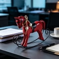 thumbnail image 5 of Distressed-style Wooden Rocking Horse Ornament -style Tabletop Decor Nostalgic Bookshelf Accessory Handcrafted Piece And Holiday Gift, Farmhouse Garden Home Office Desk Decor, 5 of 6