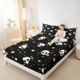 thumbnail image 3 of Manfei Thanksgiving Print Halloween Queen Sheets,Cartoon Skeleton Queen Sheet Sets,4 Pieces,1 Flat Sheet,1 Fitted Sheet and 2 Pillowcases, 3 of 6