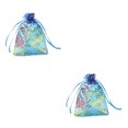 thumbnail image 4 of Matsuzay Paquete de 100 bolsas de regalo de Organza con cordón dorado para cumpleaños, aniversario, recuerdo de vacaciones, galletas, Azul 2Conjunto, 4 of 6