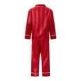 thumbnail image 3 of AIGUR Family Matching Satin Pajamas Set Stripe Long Sleeve Lapel Button Down Tops Pants Holiday Pajamas Sleepwear, 3 of 10