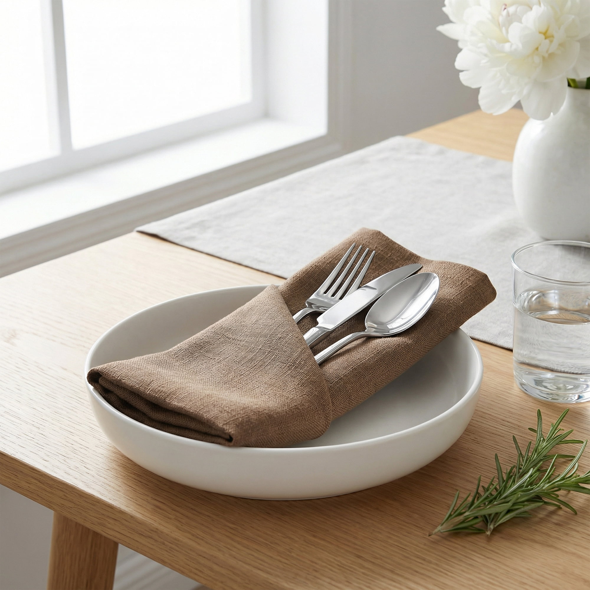 Unique Bargains 6Pcs Dinner Use Cotton Cloth Napkins Caramel 20x20inch
