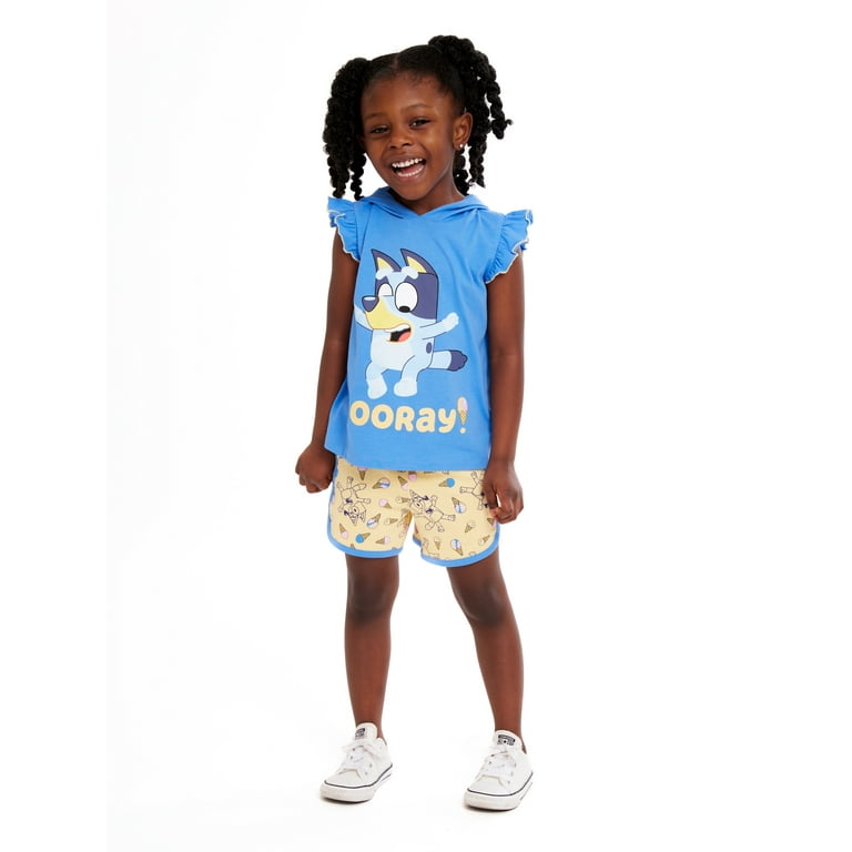Bluey Toddler Girl Cosplay Graphic Hoodie and Shorts Set 2 Piece