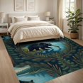thumbnail image 3 of ODIKA 8'x10' Washable Area Rug Border Cabin Forest Wildlife Print Motif Motifs Fishing Lake Refined Structured for Dining Room, Large Office, Lounge, Non-Slip Chair-Friendly Mat, 3 of 7