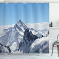 thumbnail image 1 of Ambesonne Winter Shower Curtain, Snowy Mountain Peaks, 69"Wx84"L, Blue and White, 1 of 3