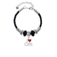 thumbnail image 2 of Delight Jewelry Silvertone I Love Cats with Red Heart Grandmother Celtic Knot Leather Bead Bracelet, 7"+2" Extender, 2 of 4