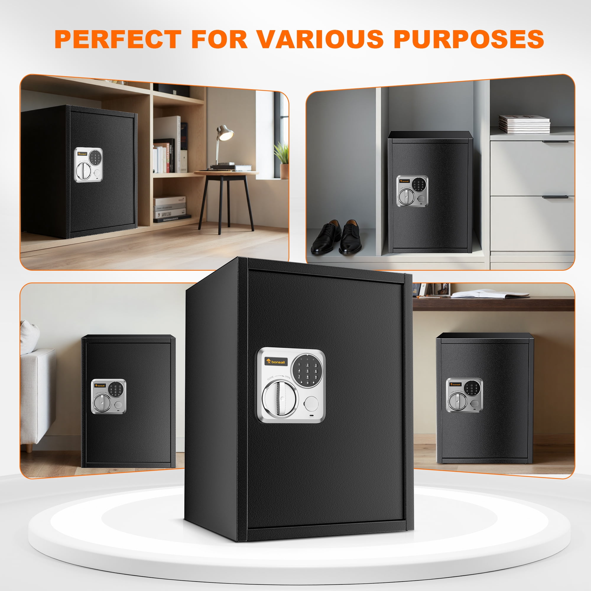 Bonsaii 2.5 Cubic Feet Safe Security Large Document Money Safe Box with Electronic Keypad & Removable Shelf