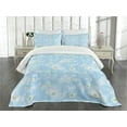 thumbnail image 3 of Ambesonne Winter Quilted Bedspread Set 3 Pcs, Soft Stars, King Size, Pale Blue Yellow White, 3 of 5