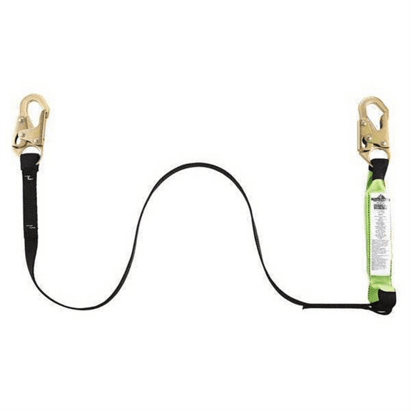 PeakWorks Shock Absorbing Lanyards - Tear Pack 1” Webbing -  Single Leg - Weight Capacity 130 to 310 Lbs - 4'