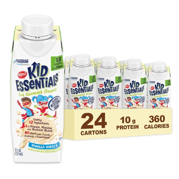 Boost Kid Essentials 1.5 with Fiber Vanilla Vortex, 8 Fl oz, 24ct