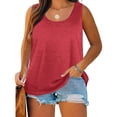thumbnail image 1 of Craaazy Womens Plus Size Solid Color Crew-Neck Sleeveless Tank Top Loose Fit Workout Vacation Comfy Tops Gifts, 1 of 8