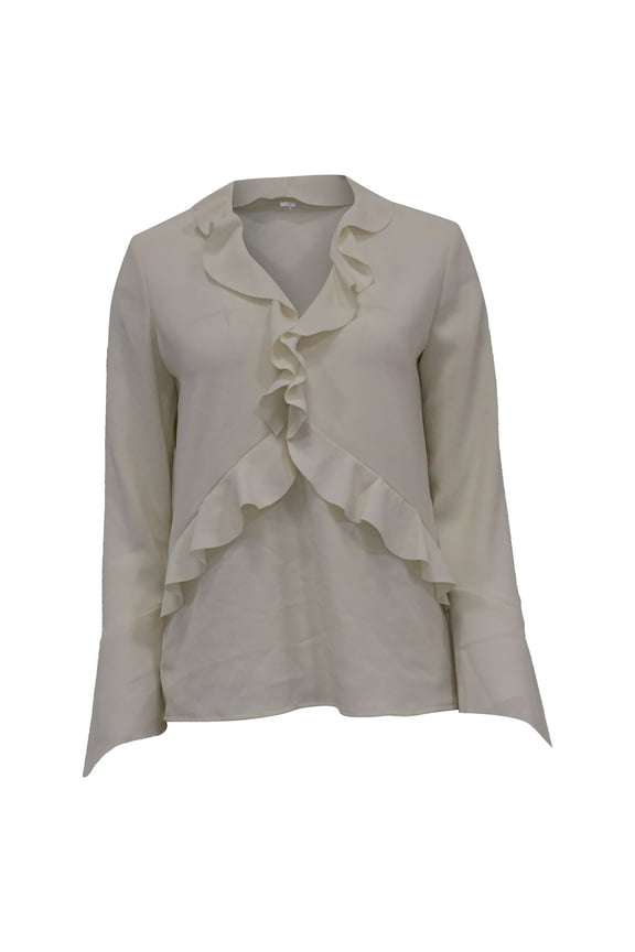 Pre-Owned IRO Ruffle Top in White Polyester