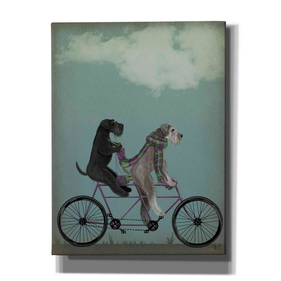 Epic Graffiti 'Schnauzer Tandem' by Fab Funky Canvas Wall Art, 12"x16"