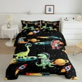 thumbnail image 2 of Feelyou Kawaii Dinosaur Kids Queen Comforter Set, Mystic Outer Space Bedding Sets, Stars Rocket Planet Reversible Bedding Comforter Set, Microfiber Bedroom Decor, 3pcs, 2 of 8