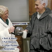 Huggle Blanket Hoodie, Ultra Plush Blanket, Wearable Blanket for Men and Women, One Size, Grey