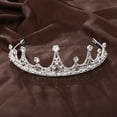 thumbnail image 6 of Waroomhouse Women Princess Crown Shiny Rhinestones Inlaid Wedding Tiara Headband Hair Accessory Faux Crystal Crown with Pin Fixes, 6 of 7