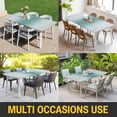 thumbnail image 5 of Teal Grey Ombre Table Cloths for 5 Foot Rectangle Tables, Farmhouse Gradient Minimalist Patio Waterproof Elastic Fitted Tablecloths, Washable Rectangular Table Cover for Camping, 5 of 8