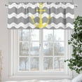 thumbnail image 5 of Yellow Nautical Valances for Windows, 42 x 12in, Anchor Grey Wavy Stripes Rod Pocket Kitchen Valance Curtain Light Filtering Window Treatments for Living Room Bedroom, 1 Panel, 5 of 7
