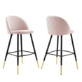 thumbnail image 2 of Modway Cordial 29.5" Velvet & Metal Bar Stools in Black/Pink (Set of 2), 2 of 10