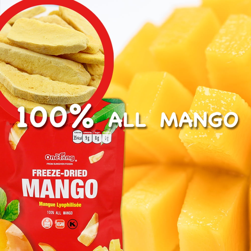 ONETANG Freeze-Dried Fruit Mango Chips, 10 Pack Single-Serve Pack, Non-GMO, Kosher, No Add Sugar 3.53 oz