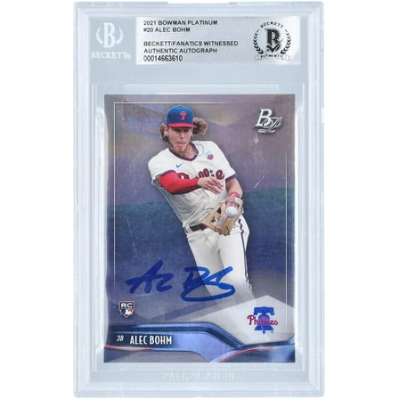 Alec Bohm Philadelphia Phillies Autographed 2021 Bowman Platinum MLB #20 Beckett Fanatics Witnessed Authenticated Rookie Card - Fanatics Authentic Certified