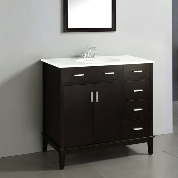 Wyndenhall Oxford 36 Inch Contemporary, 36 Inch Bath Vanity With Marble Top