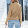 thumbnail image 6 of Itsame Women Knitted Sweater High Neck Pullover Sweatershirt Long Sleeves Solid Color Sweatshirts Khaki Size 2XL, 6 of 6
