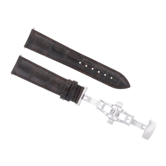 19MM LEATHER WATCH BAND STRAP DEPLOYMENT CLASP FOR 34MM ROLEX DATE DARK BROWN